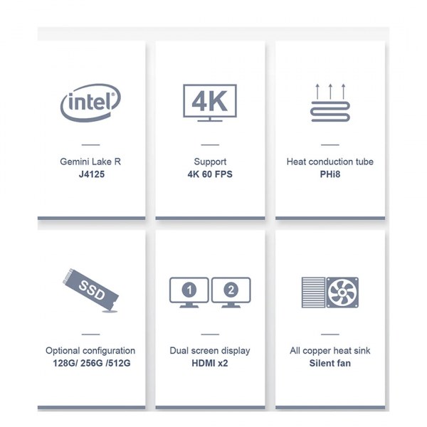 SWEDX Windows Mini-PC J4125 8GB/128GB / 2x4K/60Hz