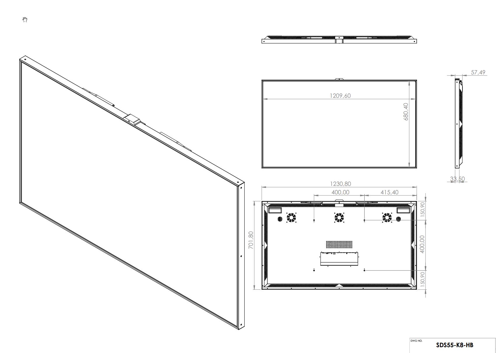 SWEDX 55\" High Brightness screen / 2500 cd/m2 / 4K